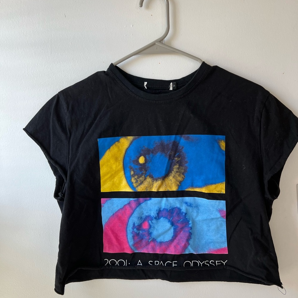 100 space odyssey original merch thrifted cropped tshirt womens size medium